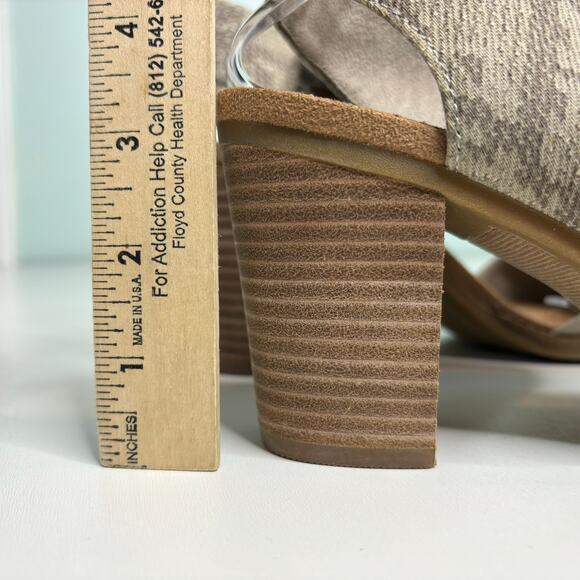 Toms Majorca Cutout Cobblestone Snake Print Canvas Heeled Sandal 9.5 - Picture 10 of 10